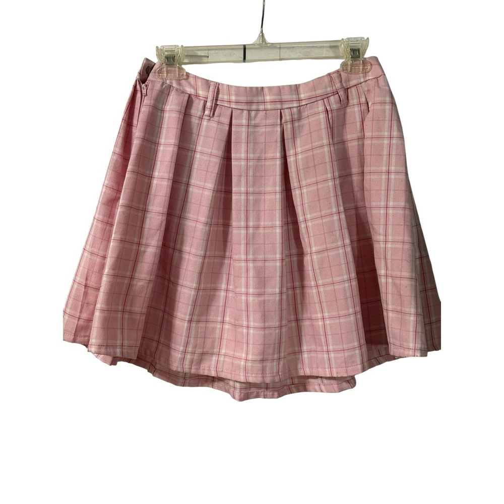 Hot Topic Pink Plaid Pleated School Girl Academia‎ Grunge Goth Emo Skirt SZ M - Picture 2 of 8